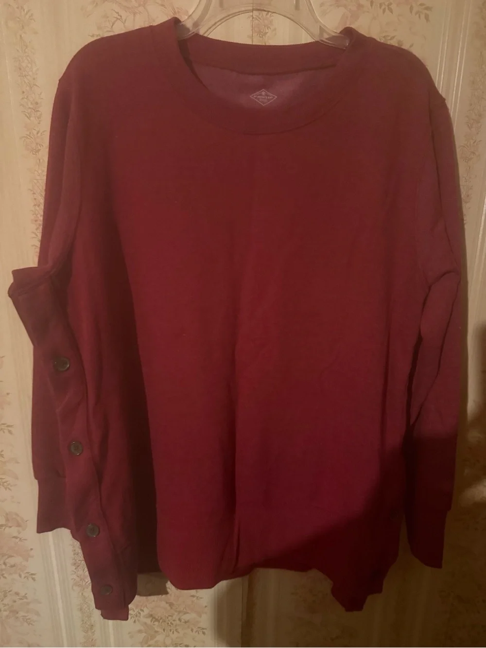 St. John's Bay Burgundy Crewneck Sweater with Side Buttons